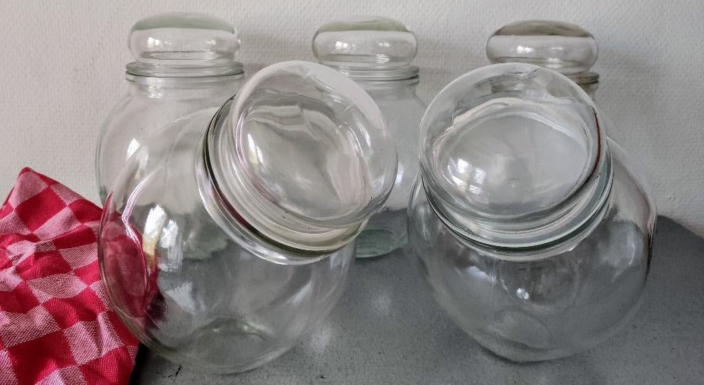 Ouderwetse glazen snoeppotten, Ophalen of Verzenden