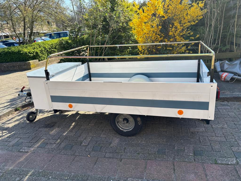 Compacte aanhanger met huif en opbergkist, Auto diversen, Aanhangwagen-onderdelen, Ophalen, Zo goed als nieuw