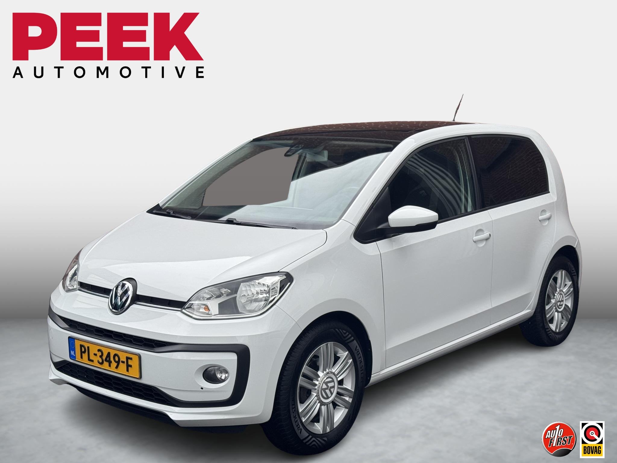 Volkswagen Up! 1.0 BMT high up! | Panoramadak | Parkeersenso, Auto's, Volkswagen, Stof, 4 stoelen, Wit, Origineel Nederlands