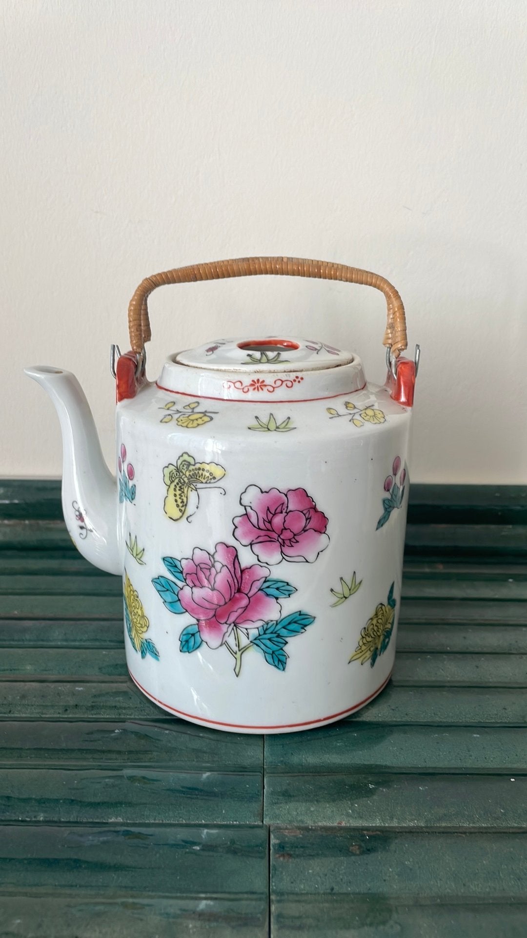 Vintage Chinese Jingdezhen / Kanton Stijl Theepot, Antiek en Kunst, Antiek | Servies los, Ophalen of Verzenden
