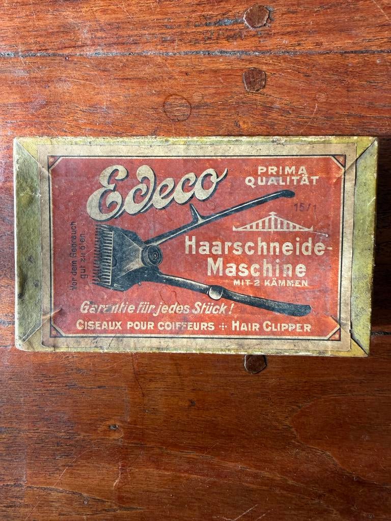 Vintage Edeco Haarschneide-Maschine met toebehoren, Antiek en Kunst, Antiek | Gereedschap en Instrumenten, Ophalen of Verzenden