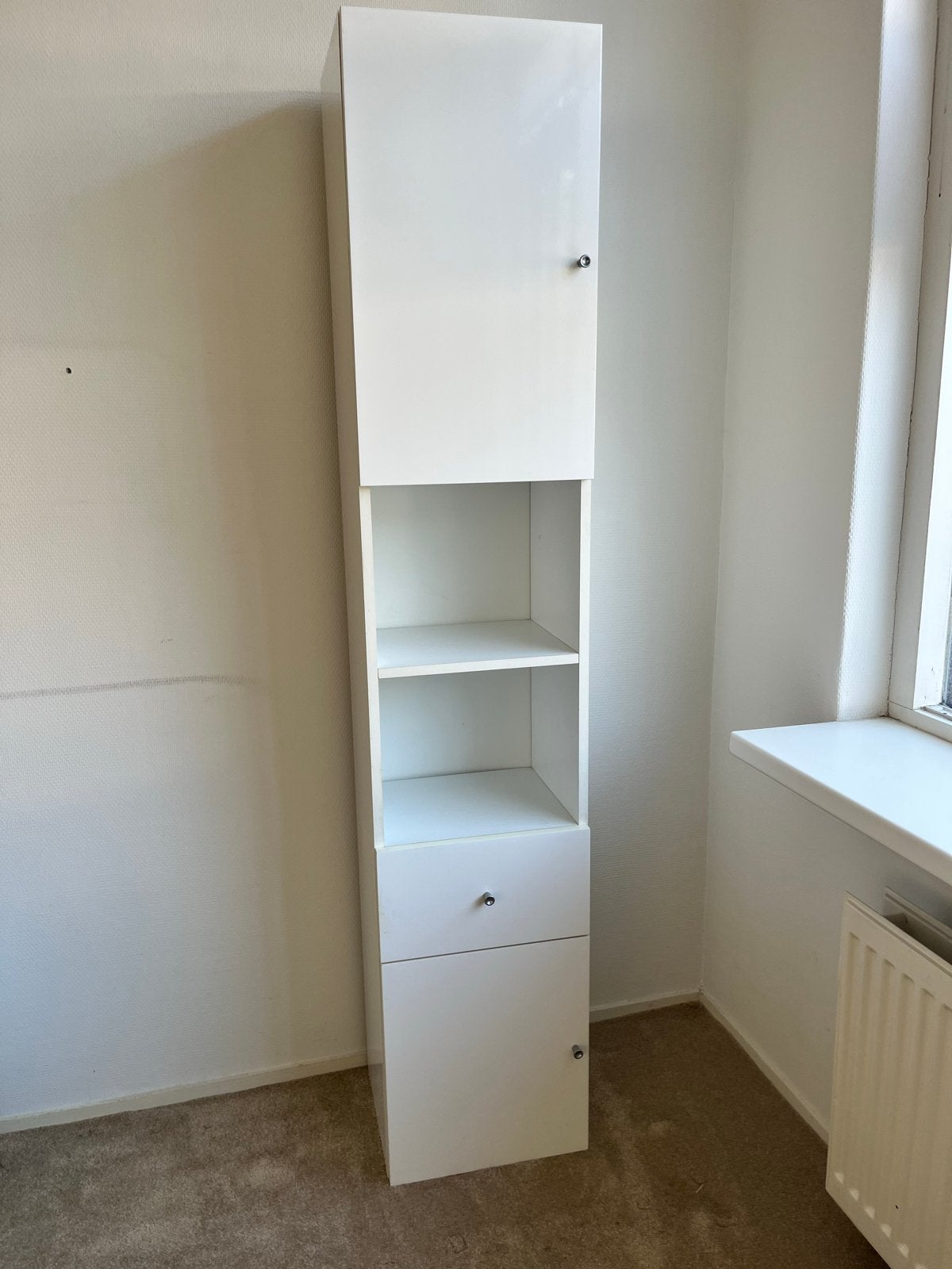 Witte badkamerkast 166,5x35x30 cm - Goed bod gevraagd, Ophalen, (Half)hoge kast, Minder dan 50 cm, Gebruikt