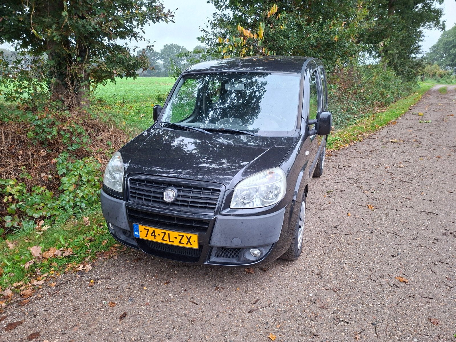Fiat Doblo 1.4 57KW 2008 Zwart. 7 pers.uitvoering. APK NIEUW, Auto's, Voorwielaandrijving, Stof, 7 stoelen, Zwart