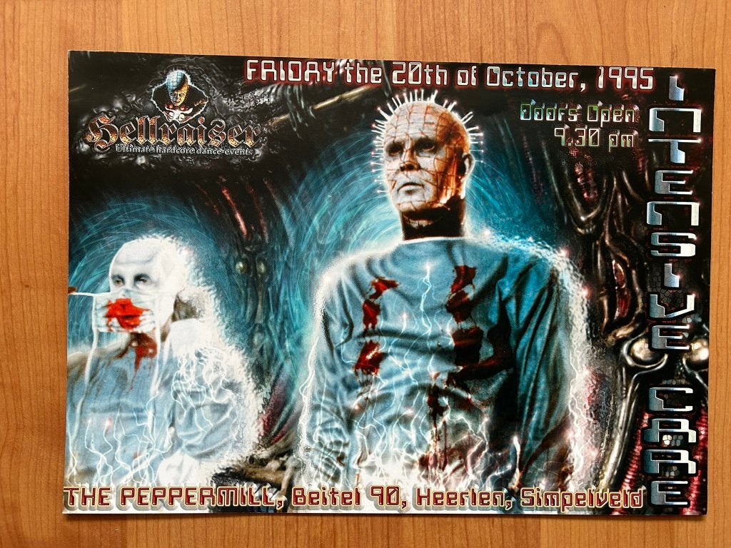 House Flyer - Hellraiser - Intensive Care - 20/10/1995, Verzamelen, Posters, Ophalen, A4 of kleiner, Rechthoekig Liggend, Zo goed als nieuw