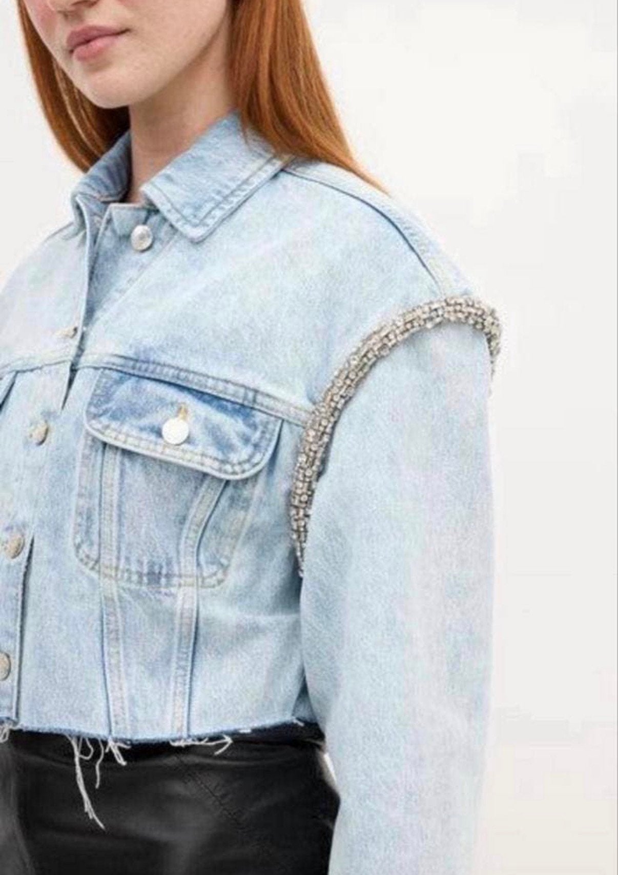 Sandro oversized denim jack Palom strass, nieuw met kaartje!, Ophalen of Verzenden, Nieuw, Maat 38/40 (M), Blauw