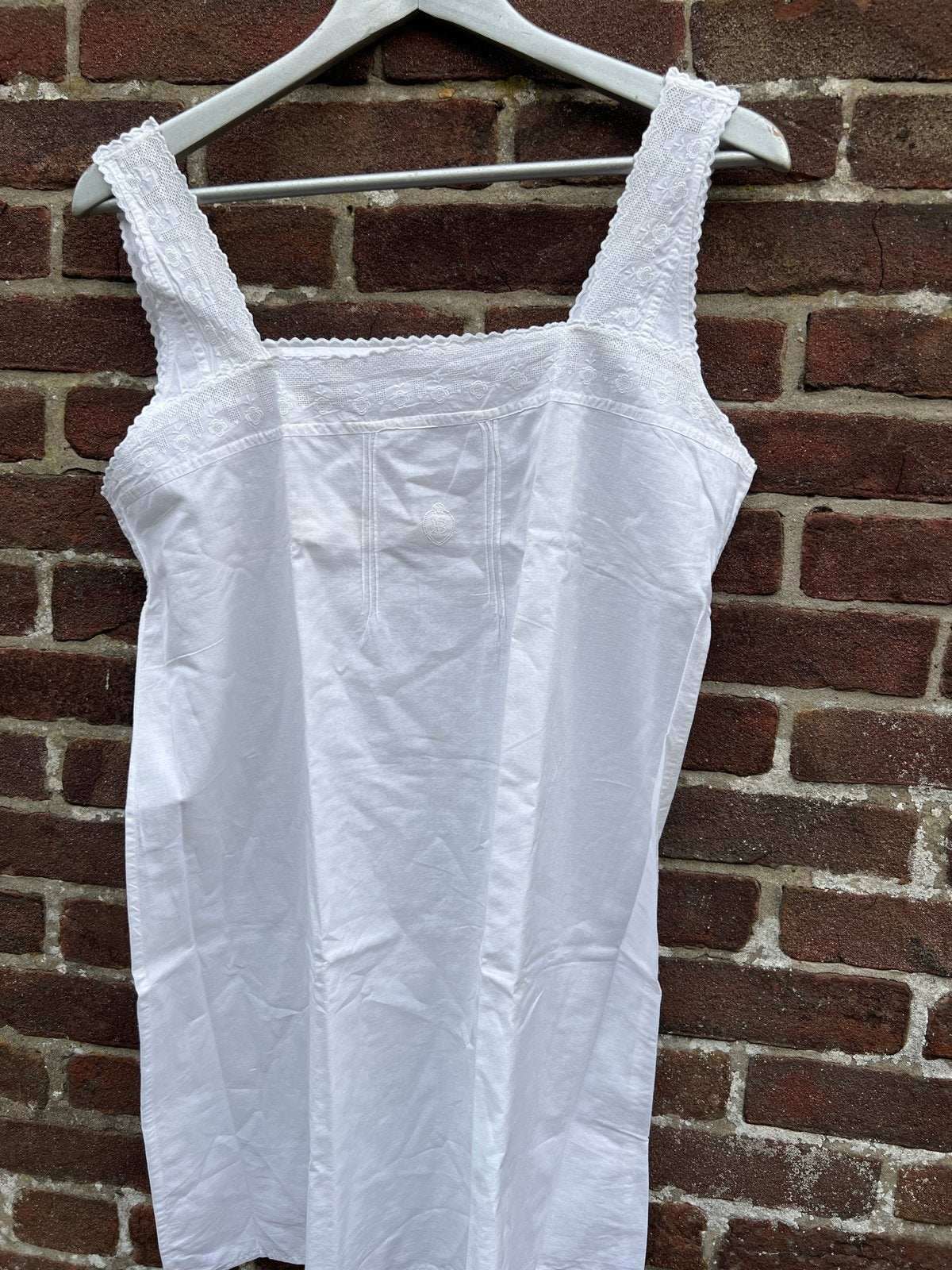 Vintage witte katoenen onderjurk, M, Ophalen of Verzenden, Dames