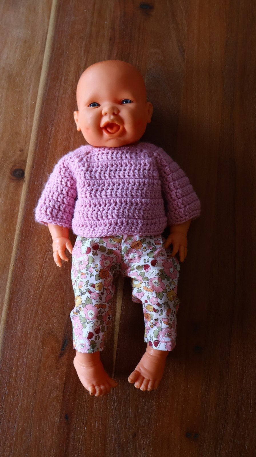 Vintage pop met kleertjes 43cm, Ophalen of Verzenden, Pop