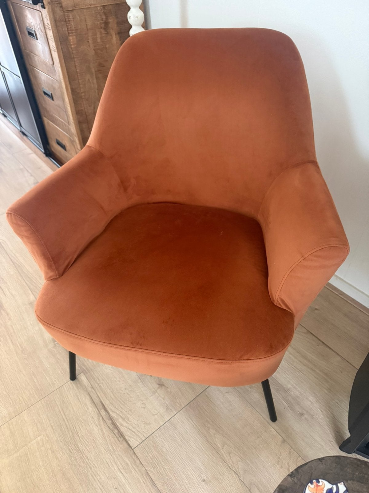 Mooie Fauteuil Terra velours, Ophalen, Zo goed als nieuw, 75 tot 100 cm, 50 tot 75 cm