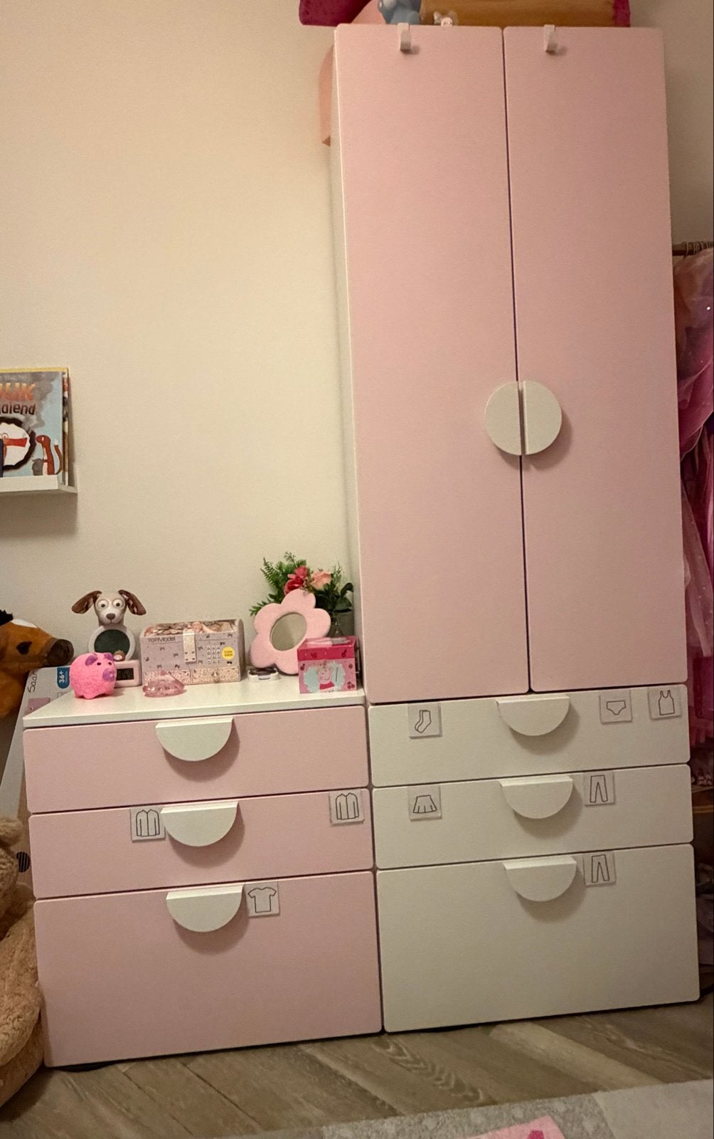 IKEA SMÅSTAD / PLATSA Kledingkast met ladekast roze/wit, Ophalen, Overige materialen, 50 tot 100 cm, Zo goed als nieuw