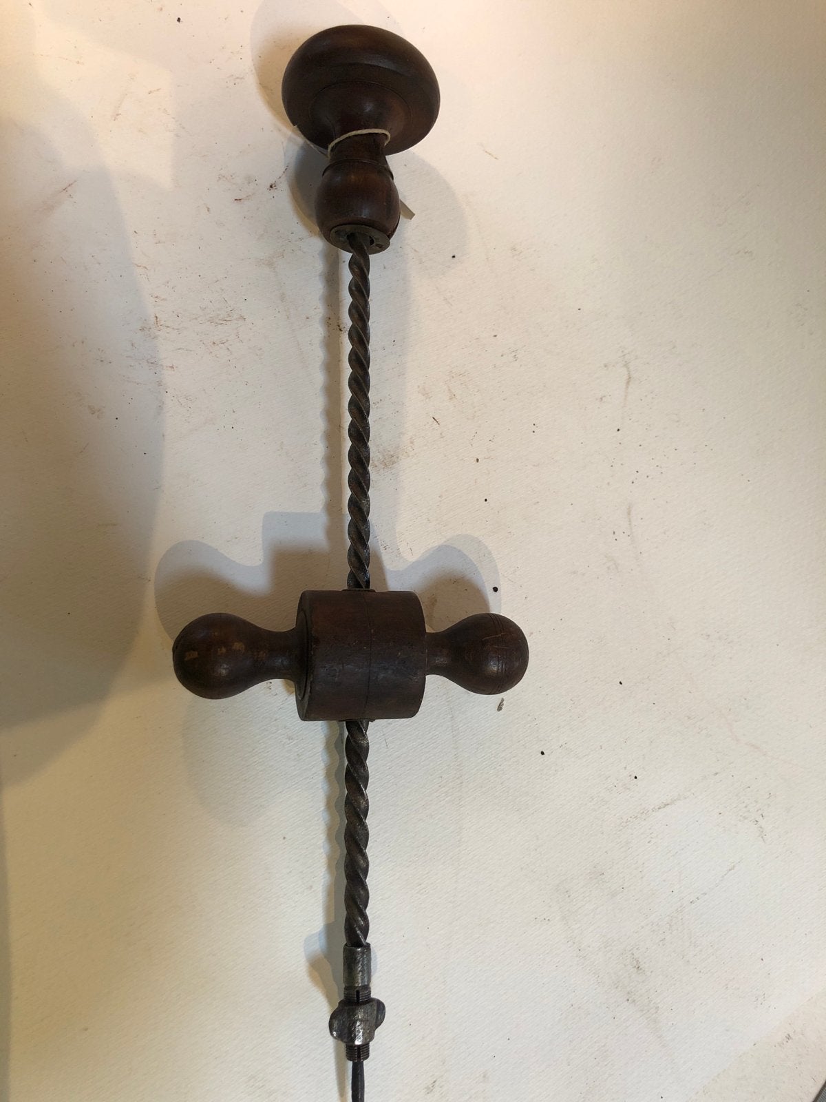 Antieke handboor met houten handvatten, Antiek en Kunst, Ophalen of Verzenden