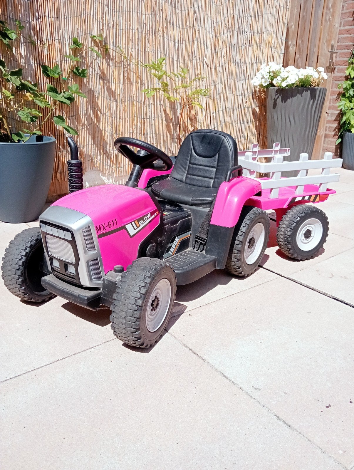 Roze Kinder Accu Tractor met Aanhanger - Z.G.A.N., Ophalen, Zo goed als nieuw