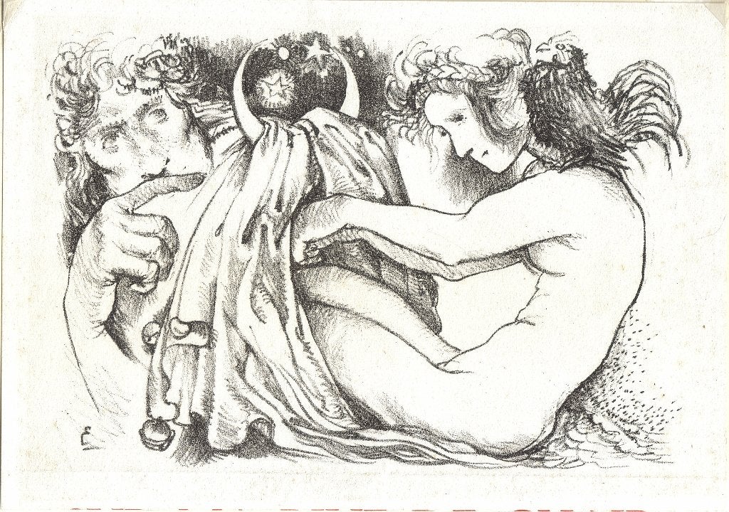 Nicolaas Eekman litho "Een Geheimzinnige Bevrediging", Origineel, Ophalen, Personages en Fantasiefiguren, Lithografie