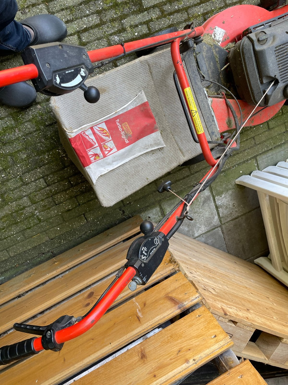 Sabo Benzine Grasmaaier met Opvangzak - Goede Staat, Tuin en Terras, Grasmaaiers, Ophalen, Cirkelmaaier, Gebruikt, 40 t/m 49 cm
