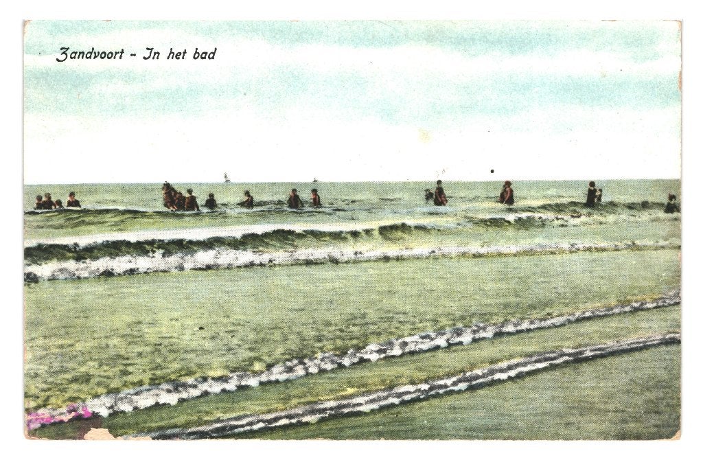 939765 Zandvoort strand In het Bad jr 20 Gelopen met zegel, Ophalen of Verzenden, 1920 tot 1940, Gelopen, Noord-Holland