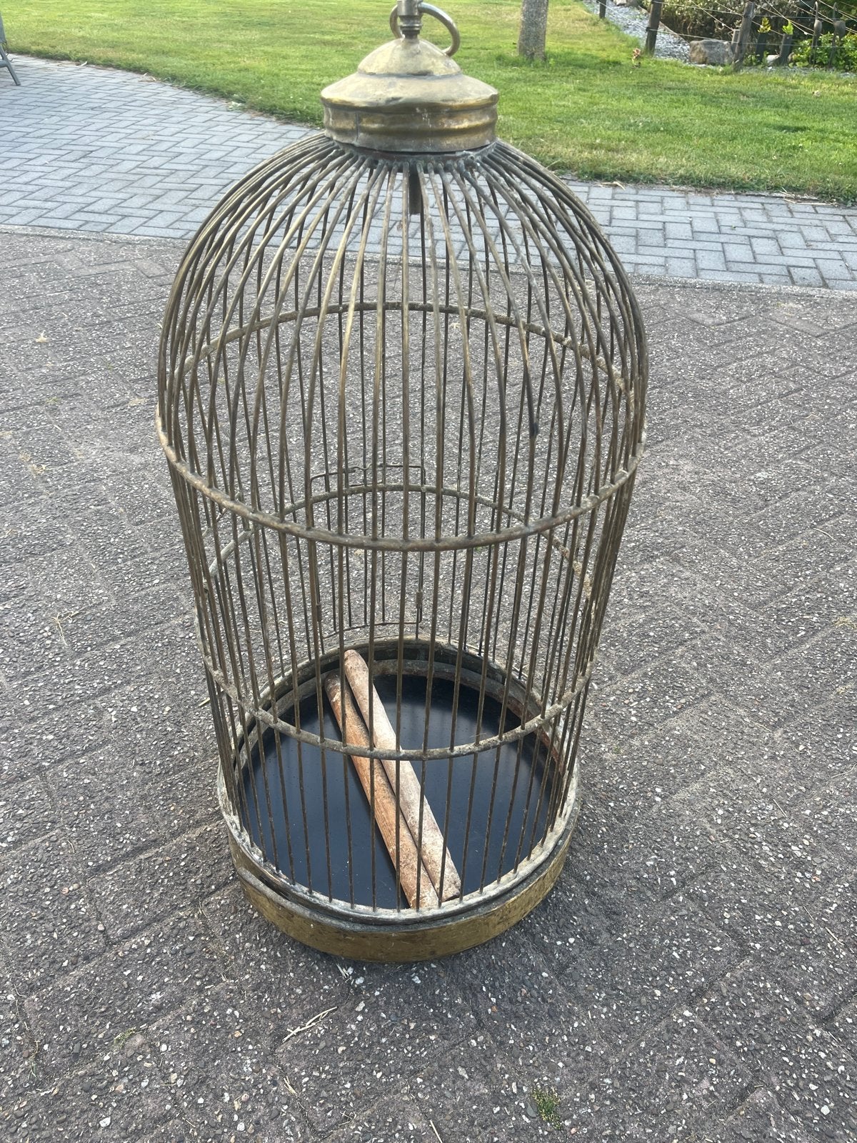 Antiek koper vogel papagaai kooi, Ophalen, Gebruikt, Overige materialen, Vogelkooi