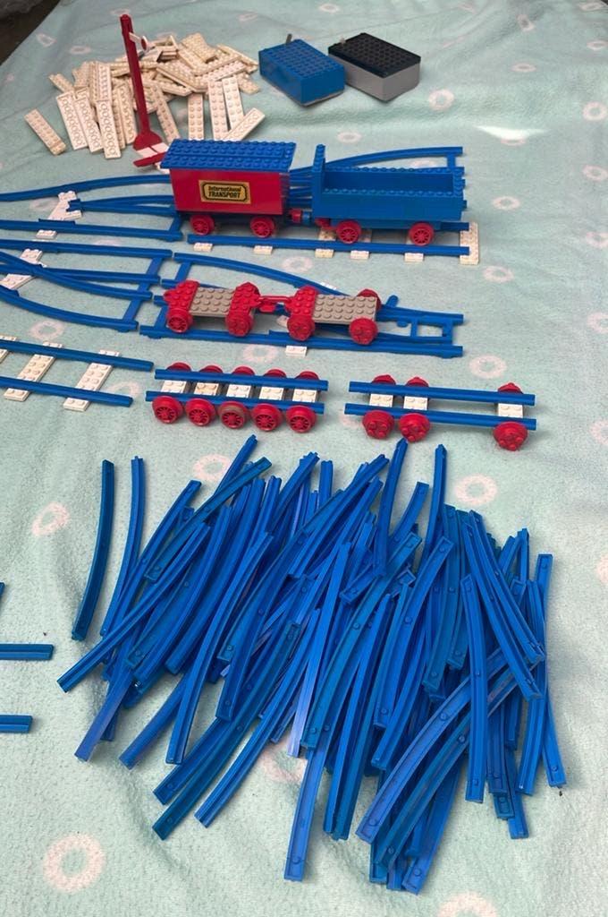 Partij Vintage Lego trein rails wissels wagons sein, Ophalen of Verzenden, Gebruikt