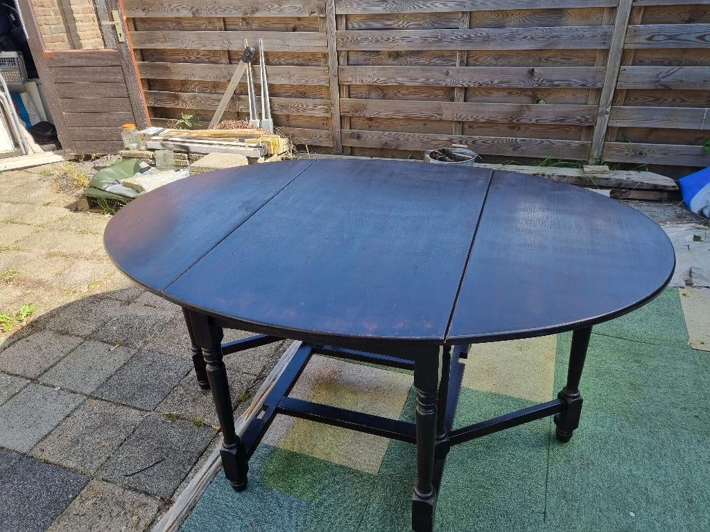 Uitklap/Uitvouwbare Eettafel., Ophalen, Gebruikt, Side-Leg, Hangoor, Klaptafel., 50 tot 100 cm