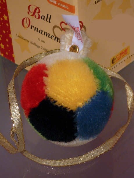 Steiff 037429 MEERKLEURIGE KERSTBAL ORNAMENT MOHAIR | 2006, Ophalen of Verzenden, Nieuw