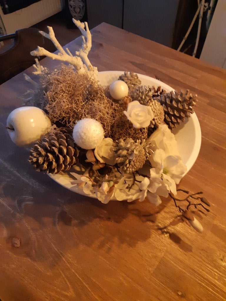 Schitterende kerstschaal met deco, Ophalen of Verzenden, Zo goed als nieuw, Rechthoekig, Glas