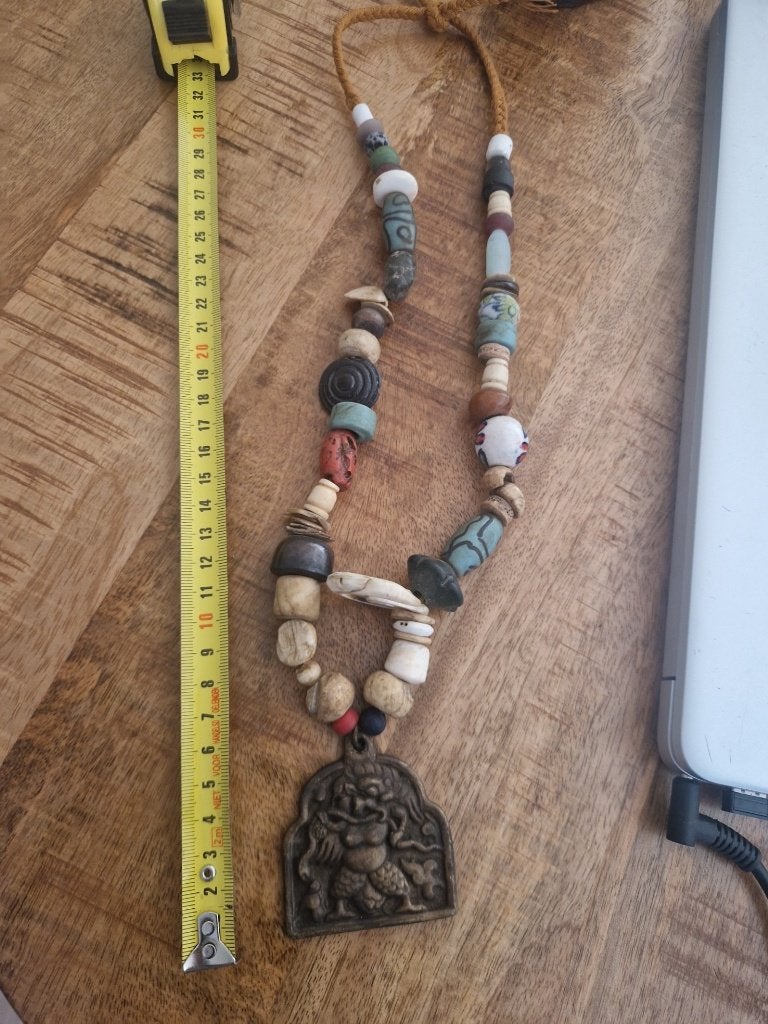 Etnische ketting, met bronzen hanger Tibet., Ophalen of Verzenden