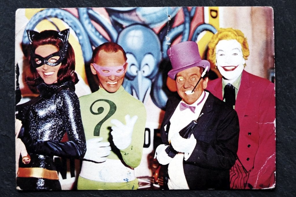 Batman, 1966, vier personages, film 20th Century Fox, Verzenden, 1960 tot 1980, Ongelopen, Cultuur en Media