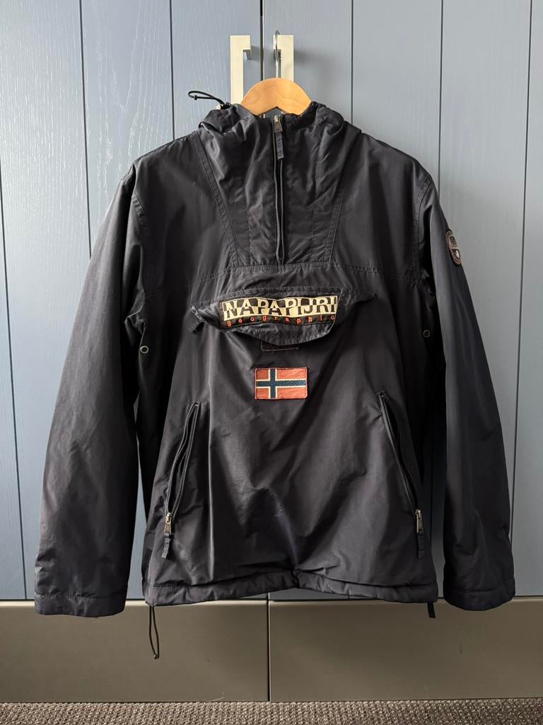 Napapijri Winterjas heren maat L, Ophalen of Verzenden, Zo goed als nieuw, Blauw