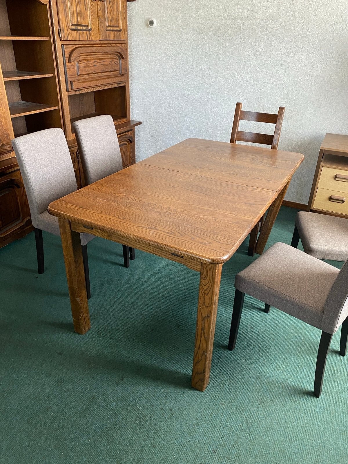 Uitschuifbare eettafel van eikenhout, Huis en Inrichting, Tafels | Eettafels, Ophalen, Gebruikt, 100 tot 150 cm, Eikenhout