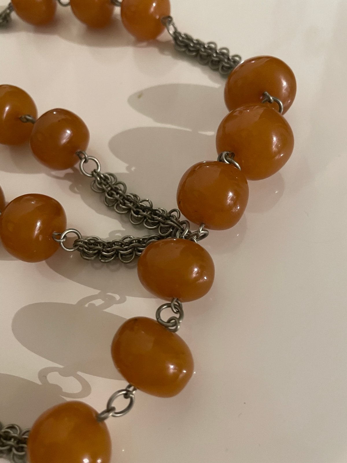 Oude Antieke Amber Keting, Ophalen, Gebruikt, Oranje, Overige materialen
