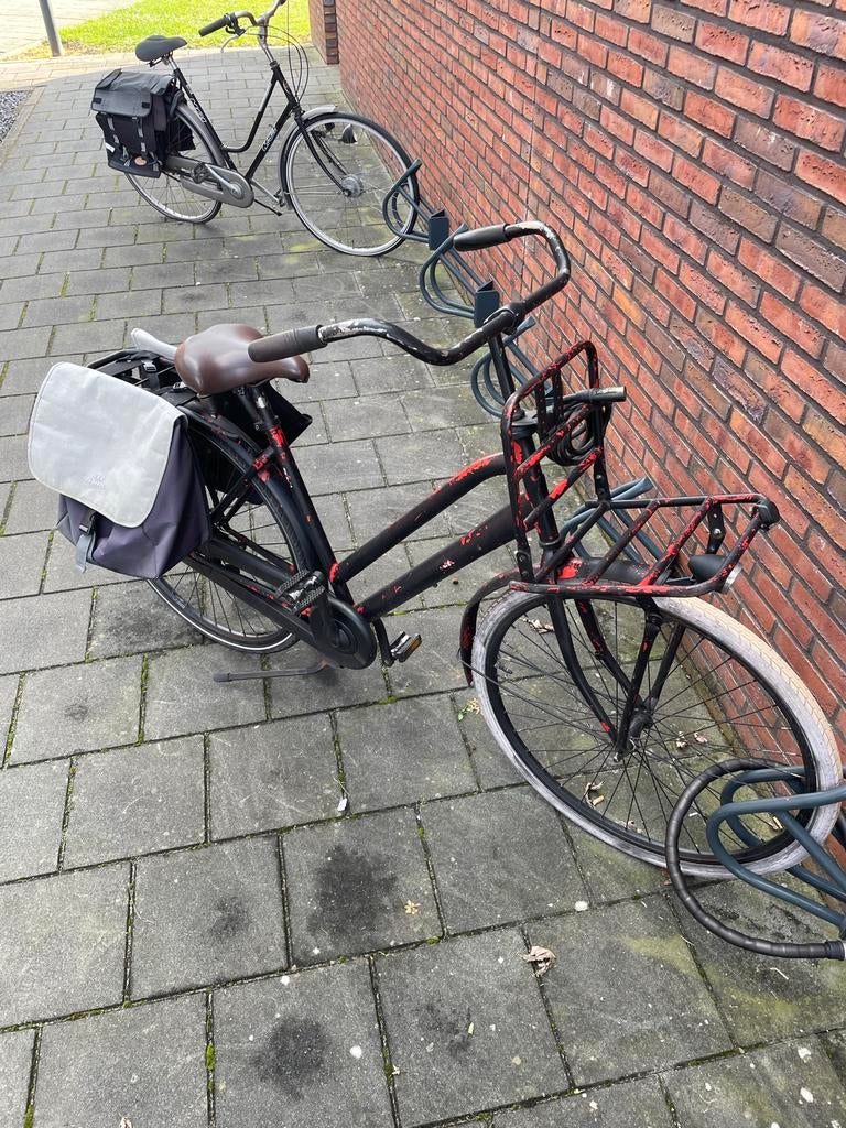 Oude damesfiets met tassen en voordrager, Fietsen en Brommers, Fietsen | Dames | Damesfietsen, Ophalen, Overige merken, 53 tot 56 cm