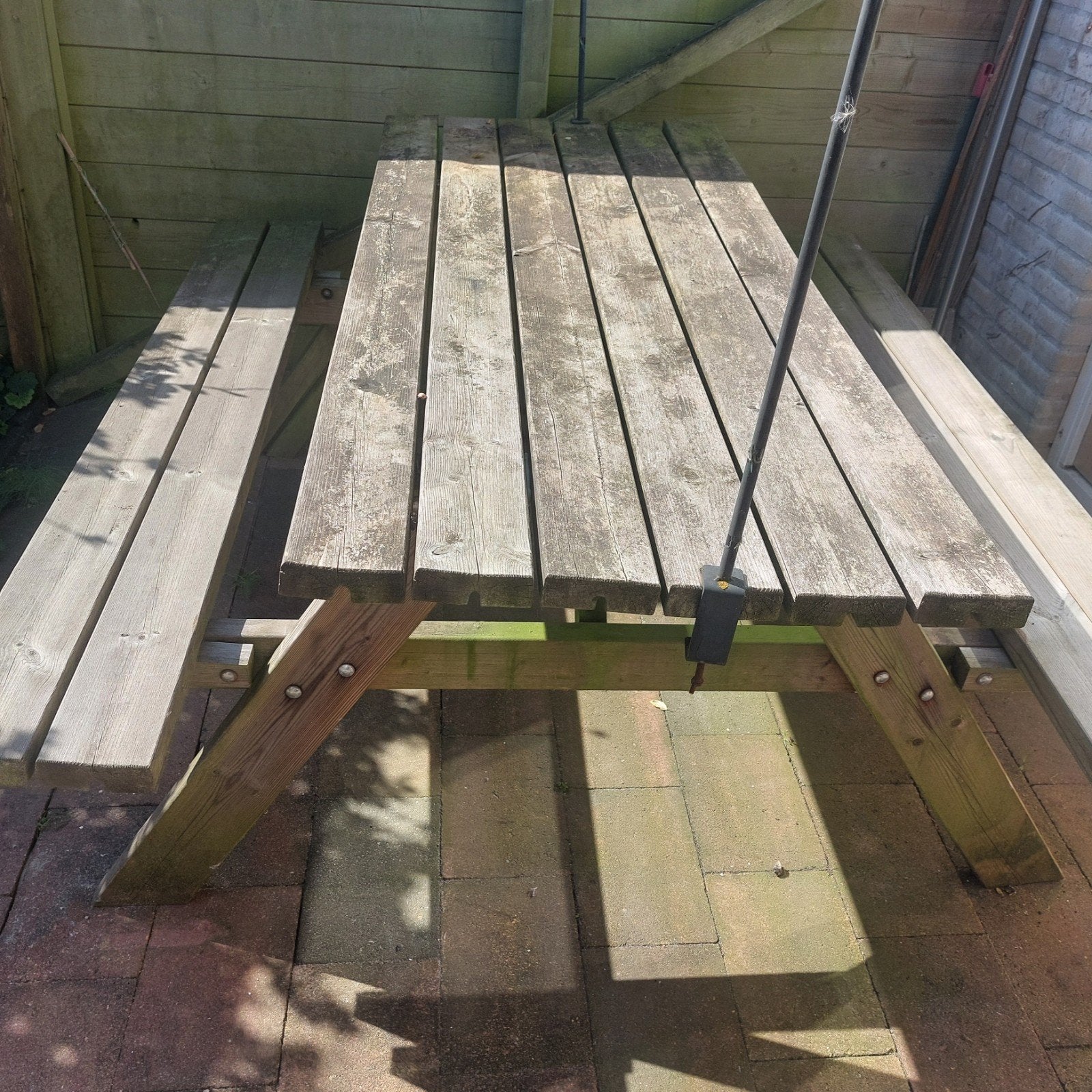 Houten picknicktafel 176x73 cm - opknapper, Ophalen, Gebruikt, Rechthoekig, Hout