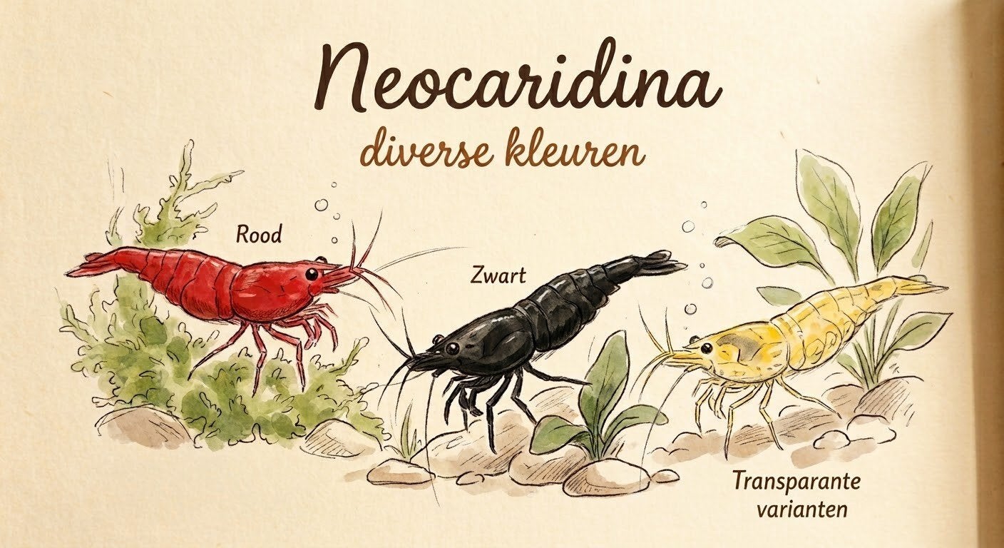 Neocaridina diverse kleuren, Kreeft, Krab of Garnaal