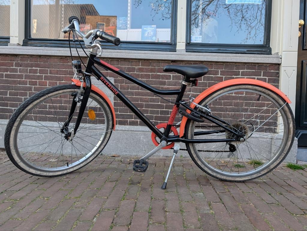 Decathlon Hybridefiets Riverside 500 zwart/koraalrood 24 i, Minder dan 10 versnellingen, Gebruikt, Minder dan 47 cm, Ophalen