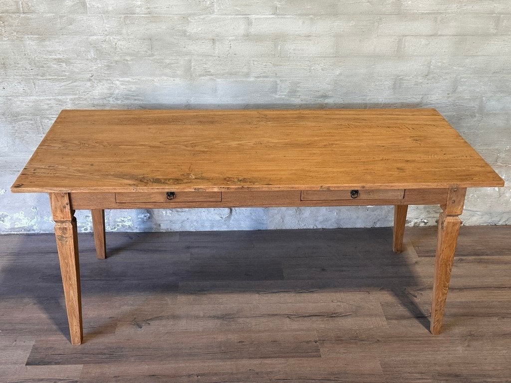 Boerentafel met 2 lades - 180 x 84 cm + 78 cm hoog, Huis en Inrichting, Eikenhout, Zo goed als nieuw, Vijf personen of meer, 150 tot 200 cm