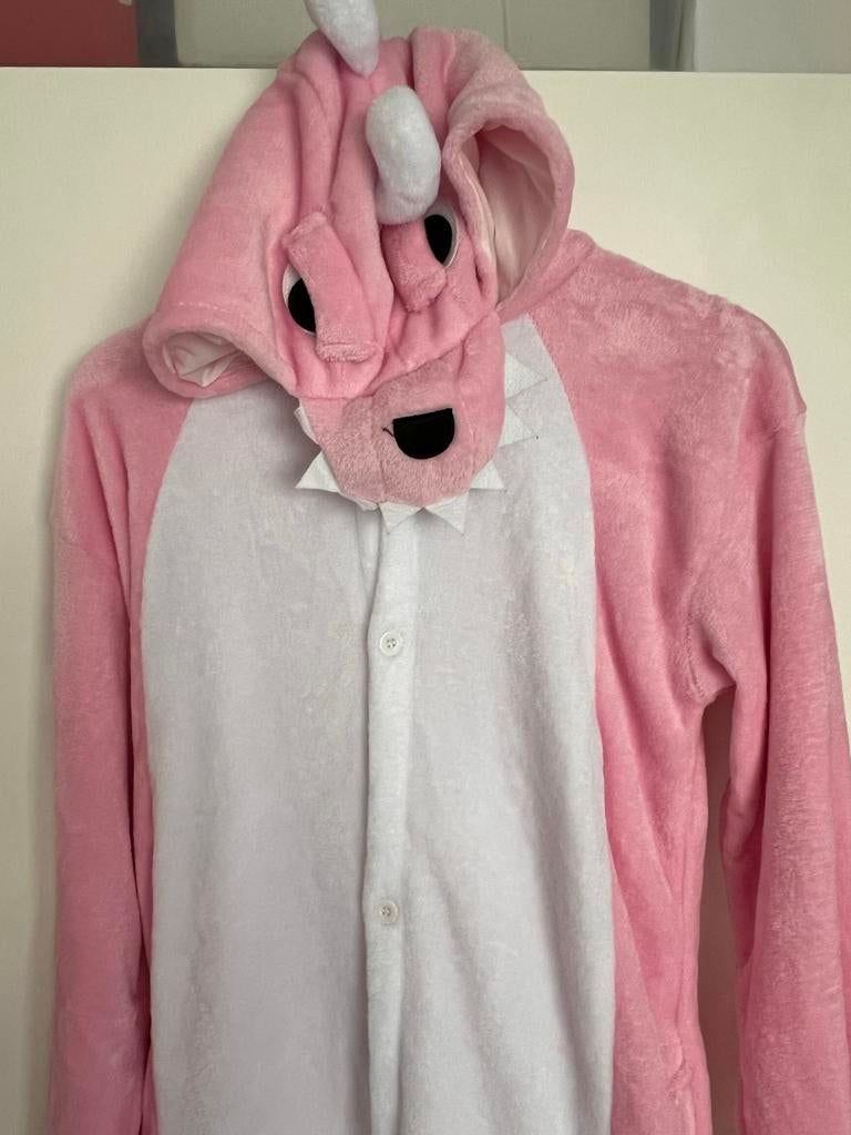 Roze dinosaurus onesie - Maat M, Ophalen of Verzenden, Zo goed als nieuw, 170 of groter, Jongen of Meisje