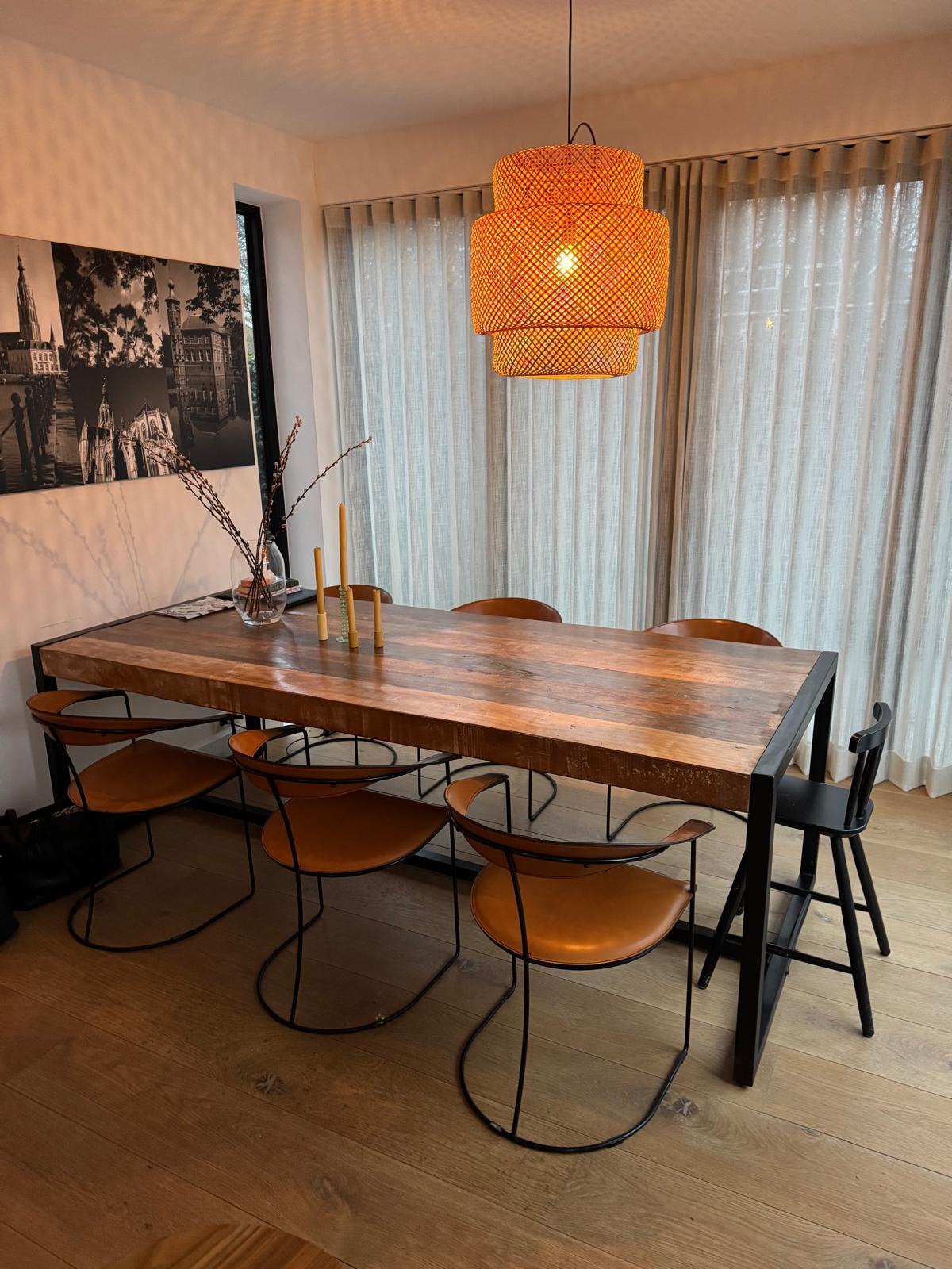 Toffe houten tafel, Huis en Inrichting, Tafels | Eettafels, Ophalen, Gebruikt, 50 tot 100 cm, Vijf personen of meer