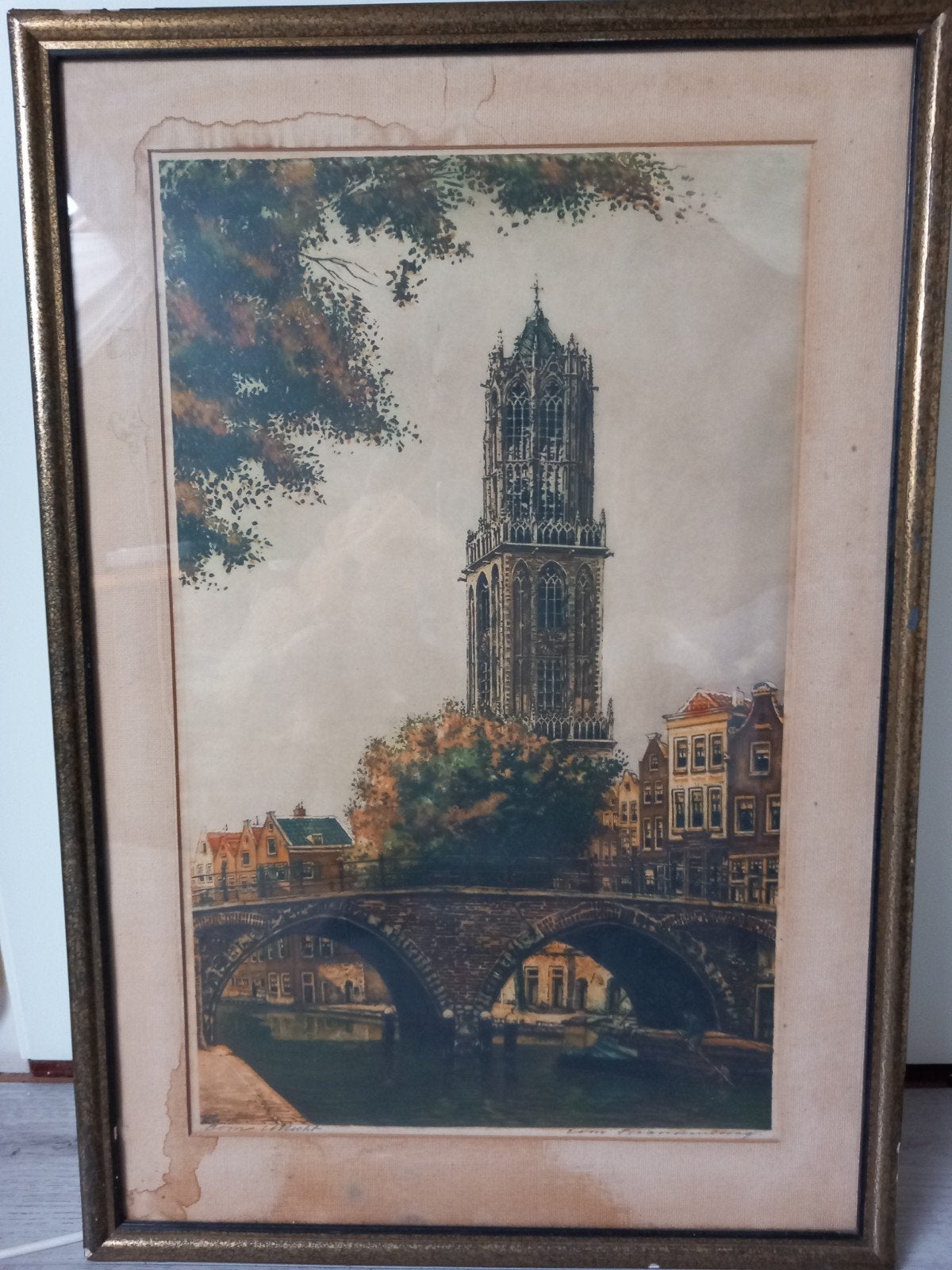 grote fraaie kleurenets Cor Brandenburg de Dom te Utrecht, Ophalen of Verzenden