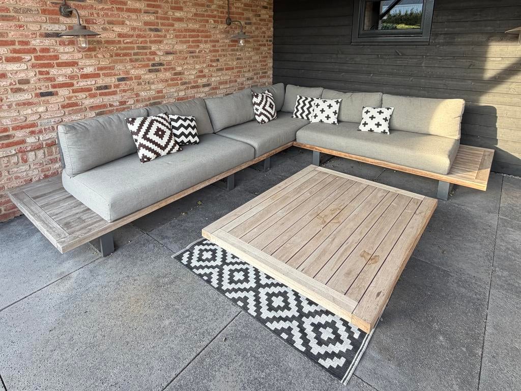 Gereserveerd voor Linda, Tuin en Terras, Tuinsets en Loungesets, Ophalen, Meer dan 8 zitplaatsen, Teakhout, Zo goed als nieuw