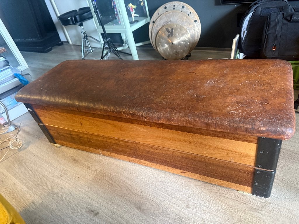 Vintage gymkast / turnkast – salontafel, bankje  etc, Ophalen, Gebruikt, Overige materialen, 100 tot 150 cm
