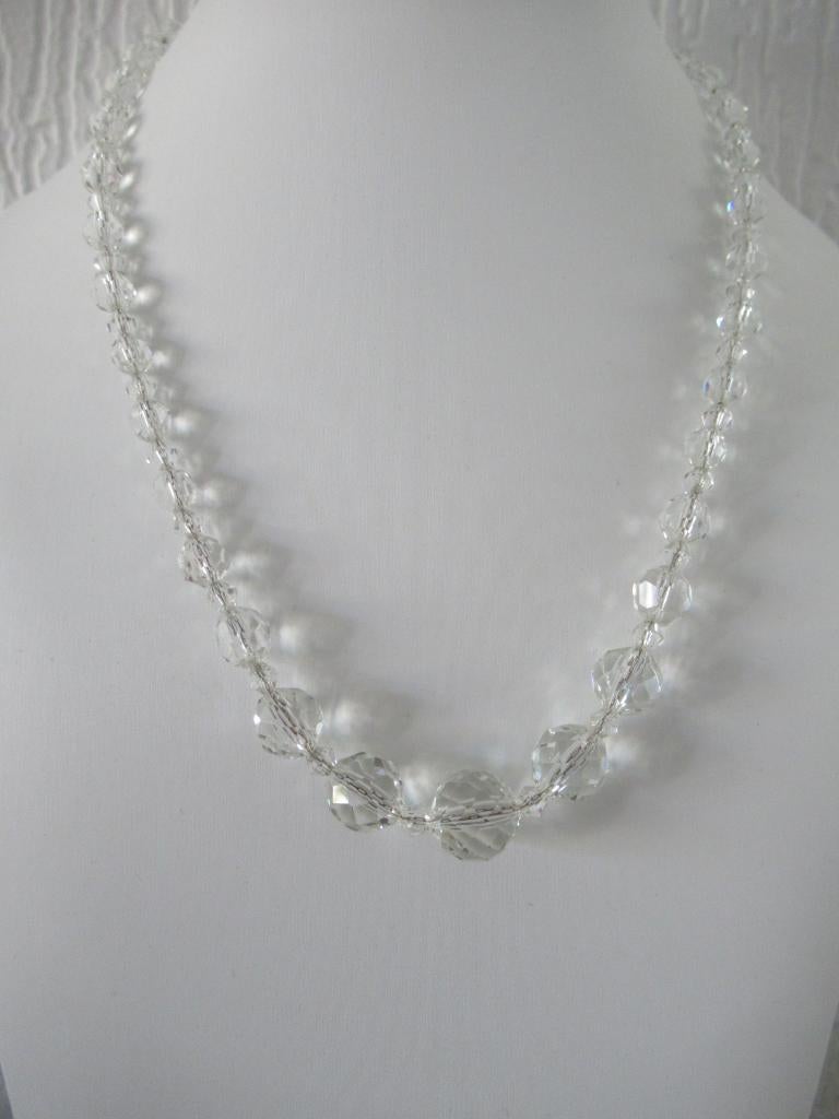 Zilveren antieke ketting met kristal glas kralen, Met kristal, Overige kleuren, Verzenden, Zo goed als nieuw