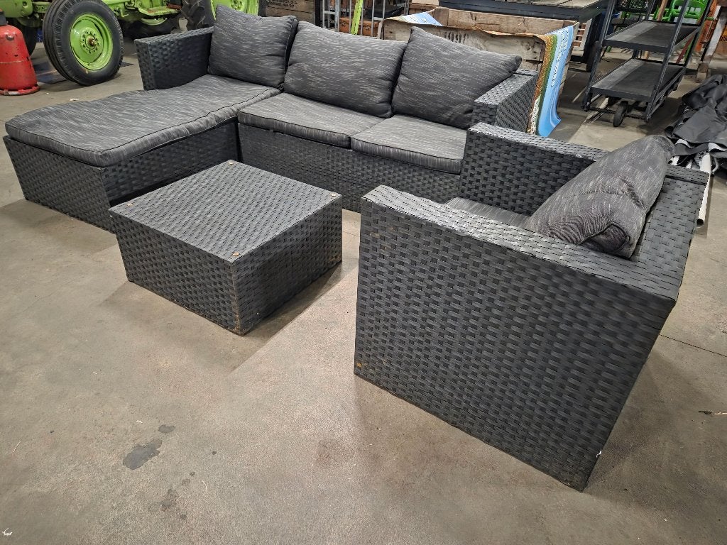 Loungeset, Tuin en Terras, Ophalen, 4 zitplaatsen, Kunststof, Gebruikt