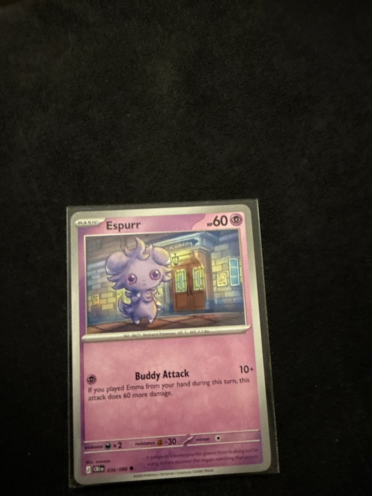 Espurr Pokémon Kaart - Basic - 60 HP, Ophalen of Verzenden, Zo goed als nieuw, Losse kaart