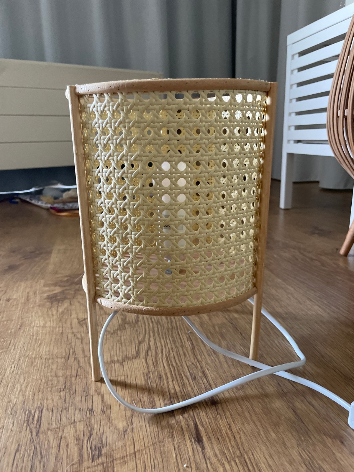 Sfeervol rotan tafellampje - Hoogte 28cm, Doorsnee 20cm, Gebruikt, Natuurlijk materiaal, Ophalen of Verzenden, Sfeerlamp
