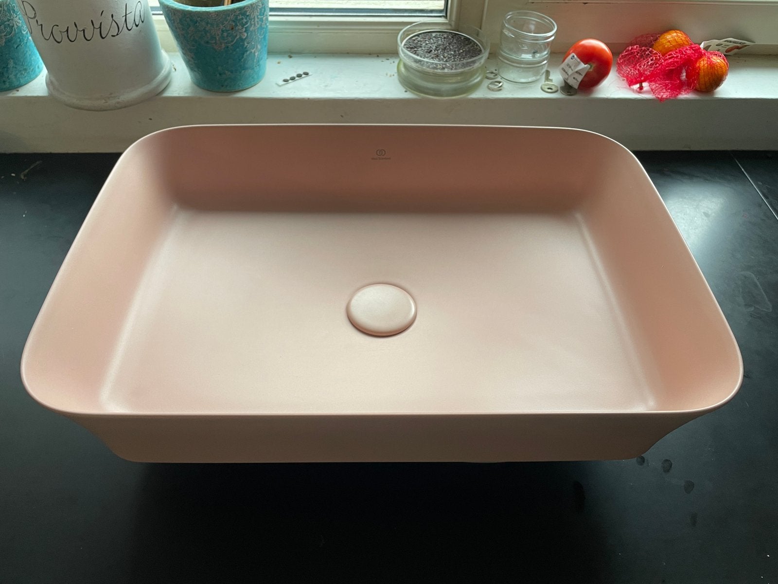 Ideal Standard Ipalyss - Opbouw wastafel, 55x38 cm, Ophalen, Steen, Wastafel
