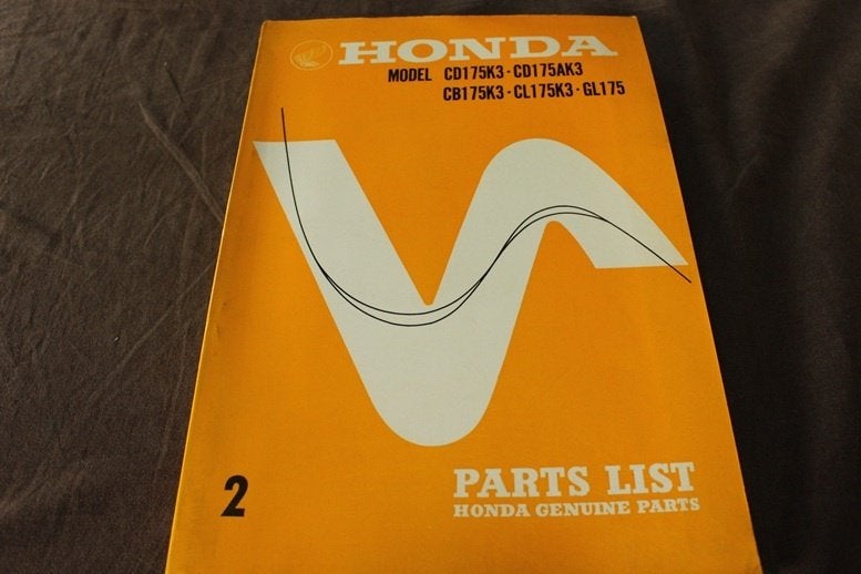 Honda CD175 K3 AK3 CB175 K3 CL175 GL175 1970 parts list, Motoren, Ophalen of Verzenden, Honda