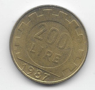 Italië 200 lire 1987 KM# 105, Postzegels en Munten, Munten | Europa | Niet-Euromunten, Verzenden, Italië, Losse munt