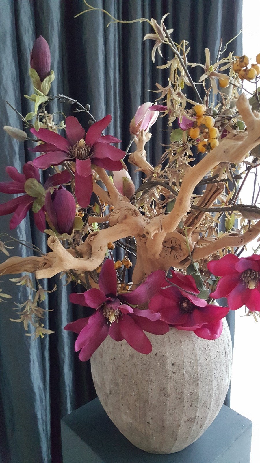 Silk ka kunstbloemen in vaas, Huis en Inrichting, Woonaccessoires | Kunstplanten en Kunstbloemen, Ophalen, Gebruikt