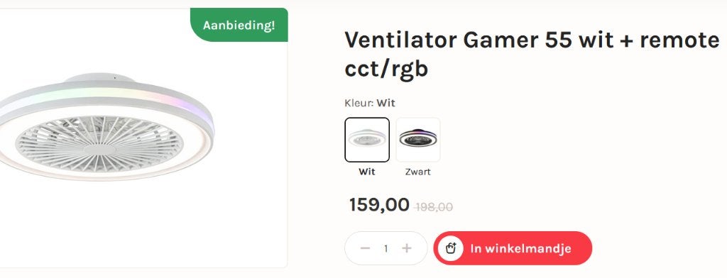 Plafondventilator GAMER 55cm, Ophalen, Ventilator met afstandsbediening, Nieuw, Plafondventilator