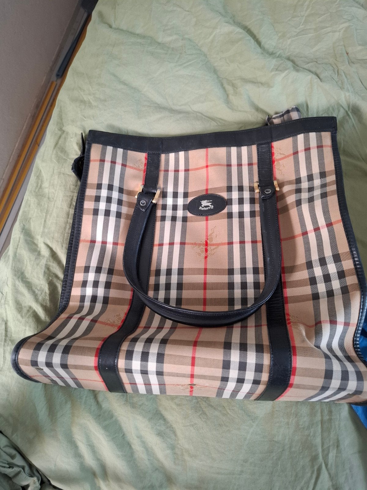 Uitzonderlijke Vintage Burberry ( Burberrys)Haymarket Tote, Ophalen of Verzenden, Gebruikt, Beige, Shopper