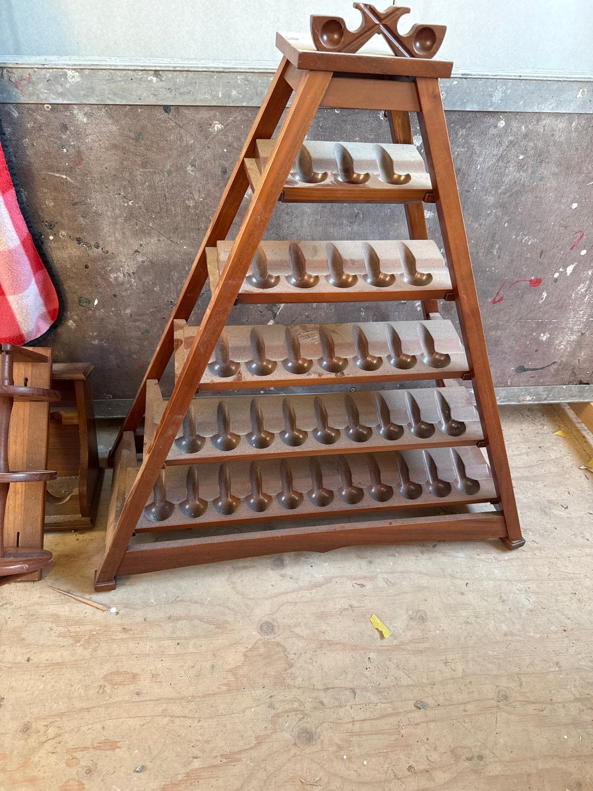 Vintage houten pijpenrek - Groot model, Antiek en Kunst, Ophalen