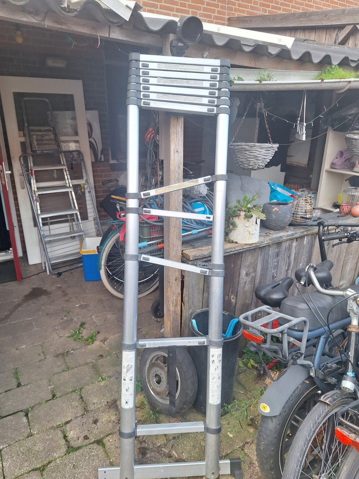 telescopische ladder met manco, Ophalen, Gebruikt, Rolsteiger of Kamersteiger, Minder dan 2 meter